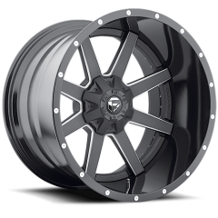 FUEL 22X12 MAVERICK 2 PCE (5X127/5X139.7) ET-44 CB87.1 MATTE BLACK AND MILLED / GLOSS BLACK LIP