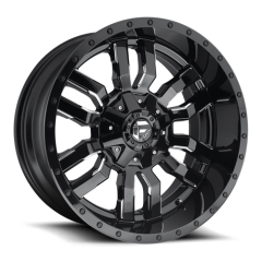 FUEL 20X9 SLEDGE (6X135/6X139.7) ET+20 CB106.1 GLOSS BLACK/MILLED EDGE WHEEL AND TYRE PACKAGE